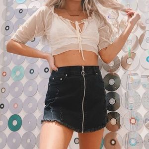 Black Mini Denim Skirt